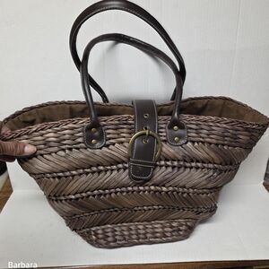 Vintage 90s Northern Reflections Chocolate Brown Corn Husk Tote Bag